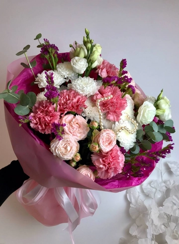 Букет с диантусами «Жемчужина» от интернет-магазина цветов в 