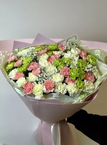 Монобукет из диантусов «Легкий ветер» от интернет-магазина цветов в 